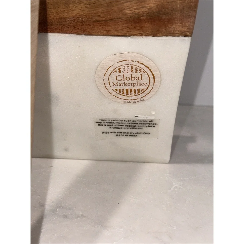 World Market Marble Wood Inlay Cookbook  Holder Made In India